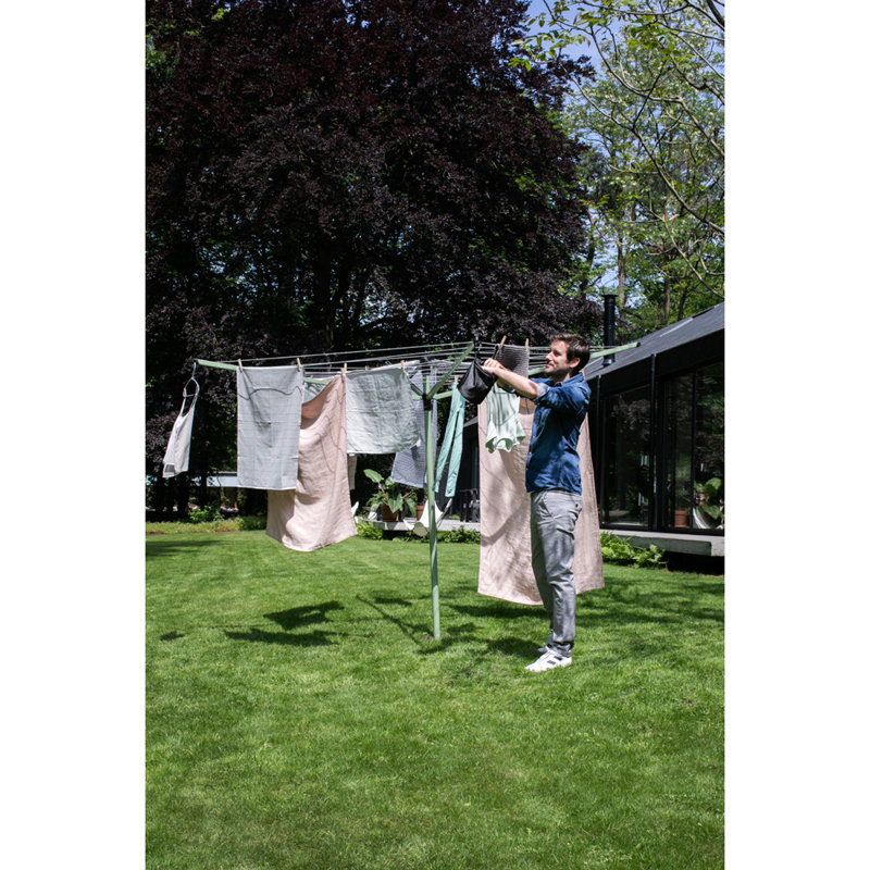 Brabantia LiftOMatic Outdoor Clothesline (164 ft) with Ground Spike, Cover, Clothespins and